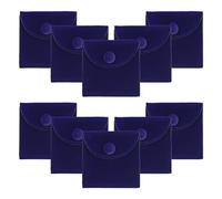 NBEADS 10Pcs Velvet Jewelry Pouches with Button, 7x7cm Square Velvet Jewelry Storage Bags Luxury Gift Bag for Mother's Day Gift and Jewellery Necklace Bracelet Packing, Midnight Blue