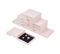 NBEADS 12 Jewelry Gift Box, 9x7x1.5cm Cardboard Jewelry Boxes with Lid, Paper Jewelry Set, Display Packaging Box, Jewelry Storage Set, Misty Rose