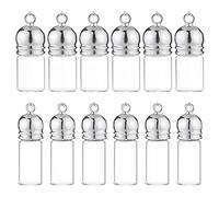 NBEADS 12 Pcs 2 Sizes Glass Bottle Pendants, Mini Clear Refillable Bottles Wish Bottle Charms Vial Pendant Openable Perfume Bottle for Pendant Arts Crafts Wedding Party Favors