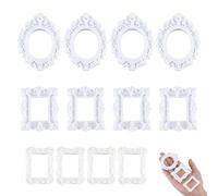 NBEADS 12 Pcs 3 Styles Vintage Plastic Picture Frame, White Mini Photo Frame Antique Mini Plastic Jewelry Display for Photo Decor Accessories