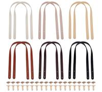 NBEADS 12 Pcs 6 Colors PU Leather Bag Handles, 64cm Sew On Shoulder Purse Straps with 48pcs Alloy Findings Belt Band Bag Handle Replacement for DIY Crochet Underarm Wallet Purse Repair