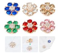NBEADS 12 Pcs 6 Colors Rhinestone Buttons Cover, Flower Detachable Shirt Button Covers Cufflinks Buttons for Women Blouses Men Shirts Clothes DIY Decoration, 2.4x2.3cm