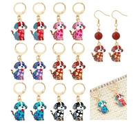 NBEADS 12 Pcs 6 Styles Enamel Crochet Stitch Marker, 3.7cm Alloy Enamel Stitch Marker Dog Removable Crochet Charms with Golden Keyring for Weaving Sewing Jewelry Making Crafts