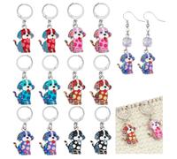 NBEADS 12 Pcs 6 Styles Enamel Crochet Stitch Marker, 3.7cm Alloy Enamel Stitch Marker Dog Removable Crochet Charms with Platinum Keyring for Weaving Sewing Jewelry Making Crafts