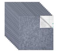 NBEADS 12 Pcs Adhesive Carpet Floor Tiles, 30x30cm Anti-Slip Carpet Squares Peel and Stick Floor Tile Easy Install DIY for Bedroom Living Room, Gray