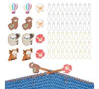 NBEADS 12 Pcs Animal Knitting Needle Stoppers with 60 Pcs Safety Pins, Needle Point Protectors Pear Shape Knitting Pins for Knitting Crocheting Sewing