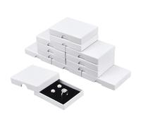 NBEADS 12 Pcs Cardboard Jewelry Boxes, 9x7x1.6cm Jewelry Gift Boxes with Lid Rectangle Paper Present Boxes for Jewellery Packaging Necklace Ring Earrings Storage, White