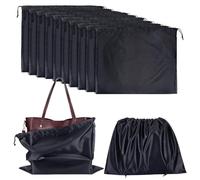 NBEADS 12 Pcs Dust Bags for Handbags, Imitation Silk Storage Bags Portable Drawstring Pouch Cloth Travel Bags for Handbags Purses Shoes Boots, Black 39.7x50cm