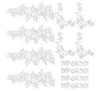 NBEADS 12 Pcs Embroidery Flower Patches, Iron on Patches Sew on Patches White and Silver Floral Repair Appliques for Wedding Dress Decoration Repair Clothing Backpacks Jeans Cowers