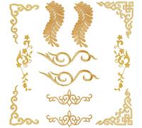 NBEADS 12 Pcs Gold Flower Embroidery Patch, Embroidery Lace Flower Patches Iron on Patches Sew on Patches for Wedding Dress Decoration Repair Clothing Backpacks Jeans Caps