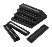 NBEADS 12 Pcs Pen Gift Box with Transparent Lid, Black Paper Single Pen Gift Boxes Rectangle Pen Display Cases with Velvet Inside for Ballpoint Pens, Jewelry Business Gifts, 17.5x4.3x2.2cm