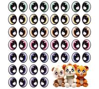 NBEADS 120 Pairs 6 Colors Felt Craft Eyes, 24x19mm Flat Round Black Felt Eye Patches Plush Animals Making Felt Eyes for DIY Crochet Fabric Decor Projects