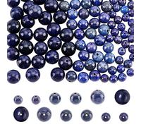 NBEADS 120 Pcs Dyed Lapis Lazuli Beads Natural Lapis Lazuli Beads, 6mm/8mm/10mm Natural Gemstone Beads Loose Natural Stone Spacer Beads for DIY Bracelet Necklaces Jewelry Making, Hole: 1mm