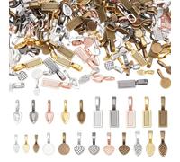 NBEADS 120 Pcs Flat Pad Bail Cabochon Charms, Alloy Bulk Glue on Bails Pendant Cabochon Jewellery Findings for Jewelry Making Pendant Connector DIY Crafts