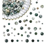 NBEADS 120 Pcs Natural Tree Agate Beads, 4mm/6mm/8mm/10mm Round, DIY Jewelry Making