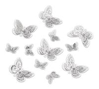 NBEADS 12Pcs 2 Styles Butterfly Hanging Suncatcher, Brass Links Connectors with Crystal Rhinestone Hanging Window Pendant for Window Wedding Garden Decor Jewelry Making, Platinum