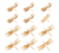 NBEADS 12Pcs 2 Styles Dragonfly Hanging Suncatcher, Brass Filigree Charms with Crystal Rhinestone Hanging Window Pendant for Window Wedding Garden Decor Jewelry Making, Light Gold