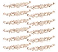NBEADS 12Pcs Decorative Wood Carved Appliques, 16.2x2.8cm Solid Wood Long Carving Decal Flower Carved Furniture Onlay for Furniture Cabinet Bed Wardrobe Closet
