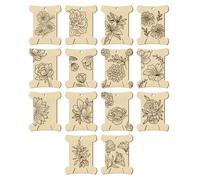 NBEADS 14 Pcs 14 Styles Wooden Thread Winding Boards,Thread Winding Plate Board with Flower Pattern Thread Bobbins Organizer Sewing Thread Winding Card for Embroidery Cross-Stitch Sewing Craft