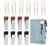 NBEADS 14 Pcs 4 Styles Notebook Pen Loop Holders, Leather Pen Clip Carbon Steel Paper Clips for Journal Planner Notebook