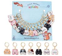 NBEADS 14 Pcs Cat Stitch Markers, Alloy Enamel Crochet Stitch Marker Charms Locking Stitch Marker with 304 Stainless Steel Clasp for Crochet Weaving Sewing Accessories Quilting Jewelry Making