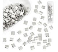 NBEADS 140 Pcs Silver Plated Colors Tila Beads, 5x4.5-5.5mm Glass Seed Beads 2 Hole Tila Beads Japanese Electroplate Glass Beads for Jewelry Design Necklace Bracelet Earring Making
