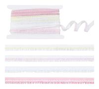 NBEADS 15.75 Yards/14.4m Elastic Pleated Lace Trim, 1.2cm Wide Tiny Stretchy Ruffles Narrow Ruffle Edge Ribbon Mini Lace Decoration for Clothes Decoration Sewing Craft, 4 Colors