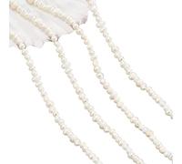 NBeads 155 Mini Natural Cultured Freshwater Pearl Beads, 1.5-2mm Small Rice Shaped Pearl Charms For Craft Jewelry Making, Seashell Color