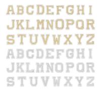 NBEADS 156 Pcs 2 Colors Iron on Letter Patches, Alphabet A-Z Patches Hot Melt Adhesive Letter Embroidered Decorations for Clothing Hats Shoes Backpacks Handbags Jeans Jackets, Gold Silver