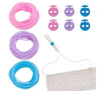NBEADS 16.4 Yards Stitch Keeping Cords, 2mm Hollow Rubber Tubing Knitting Barber Cord with 6pcs 5.5mm Hole Needle Stoppers for Holding Stitches Bracelet Necklace Beading, Blue Pink Purple Series