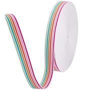 NBEADS 16.6 Yards Stripe Ribbon Webbing Strap, 3.8cm Colorful Polycotton Webbing Strap with Rainbow Pattern Durable Craft Ribbon for DIY Sewing Gift Wrapping Wedding Party Decorations