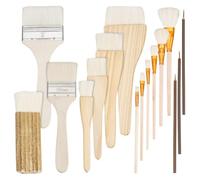NBEADS 16 Pcs Painting Ceramic Brush Set, Wool Paint Brushes with Wood Handle Different Shape Wool Soft Bristle for Pottery Ceramic Acrylic Watercolor Glazing Creation