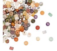 NBEADS 160 Pcs 10 Styles Natural Heishi Stone Beads, Flat Round Stone Beads Disc Spacer Loose Beads for Bracelet Earrings Necklace Jewelry Making DIY Craft