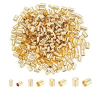 NBEADS 160 Pcs 4 Sizes Cord Ends Caps, Brass Column End Caps Cord Terminators End Caps for Necklaces Bracelets Earrings Jewelry Making 2.5/3/3.5/4 mm Golden