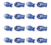 NBEADS 17 Pcs Evil Eye Porcelain Ceramic Fish Shape Spacer Beads for Jewelry Making