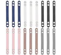 NBEADS 18 Pcs 6 Colors Coat Hanging Chains, Imitation Leather Bag Webbing Straps with Silver Metal Eyelets Durable Coat Loops Hanger Straps for Coats Jackets Hats, 82x8x3mm