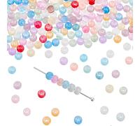 NBEADS 1800 Pcs Glass Seed Beads, 4mm Mixed Color Imitation Cat Eye Beads Transparent Round Beads for Earring Bracelet Necklace Key Chain Crafts Jewelry Making