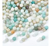 NBEADS 189 Pcs Natural Amazonite Beads, 6mm Round Frosted Flower Amazonite Beads, Green, Craft Bead, For Necklaces Bracelets Pendants Key Chains
