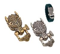 NBEADS 2 Pcs 2 Colors Brass paracorda Beads, Wolf Spacer Beads for Jewelry EDC Survival Gear Parachute String Accessories Craft, 49x23.5x14mm
