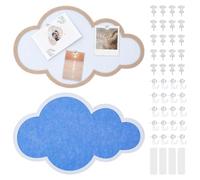 NBEADS 2 Pcs 2 Colors Cloud Felt Bulletin Board, 25x40cm Push Pin Board Decorative Cork Board Picture Board for Room Office Walls Home Decor, Include Pin, Hook and Magic Tapes