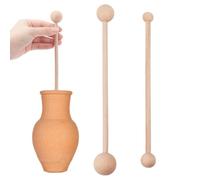 NBEADS 2 Pcs 2 Sizes Wood Pottery Tools, Clay Sculpting Tools Ceramic Embossing Tool Double Ended Ball Modeling Tools for Clay Cutting Embossing Smoothing Shaping Molding
