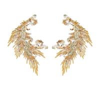 NBEADS 2 Pcs 2 Styles Phoenix Tail Embroidery Patch, 38x27cm Symmetrical Polyester Lace Embroidery Applique with Glitter Sequins for DIY Clothes Bag Pants Decoration, Gold