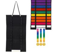 NBEADS 2 Pcs 24 Belts Karate Belt Display Rack, Wall Hanging Martial Arts Belts Organizer Taekwondo Belt Display Holder with Medal Hanging Rack for Martial Arts Learner