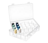 NBEADS 2 Pcs 48 Spools Sewing Thread Box Storage, Clear Plastic Thread Spools Holder Embroidery Organizer Bobbins Storage Case for Embroidery Quilting and Sewing Threads, 28x19x6cm
