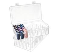 NBEADS 2 Pcs 84 Spools Sewing Thread Box Storage, Clear Plastic Thread Spools Holder Embroidery Organizer Bobbins Storage Case for Embroidery Quilting and Sewing Threads, 26.3x24.8x13.3cm