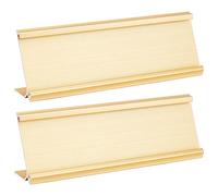 NBEADS 2 Pcs Aluminum Alloy Desk Name Plate Holder, 18x6.13cm L-Shaped Metal Desk Name Sign Rack Golden Professional Desktop Display Stand for Meeting Room Office Home