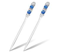 NBEADS 2 Pcs Beaded Letter Opener, Envelope Letter Opener with Wire Wrapped 2 Natural Blue Jades, Stainless Steel, 23.2cm Long