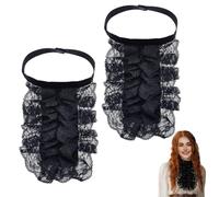 NBEADS 2 Pcs Black Ruffle Jabot Collar, Detachable Polyester Costume Lace Collar for Pirate Cosplay, Victorian Historical Role Play and Renaissance Fair Accessories, 9.4x16.7inch