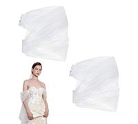 NBEADS 2 Pcs Detachable Sleeves for Wedding, White Tulle Sleeve Nylon Bridal Tulle Shawl Removable Sleeves for Wedding Dress Bridal Accessories, 19x40.8x0.8cm