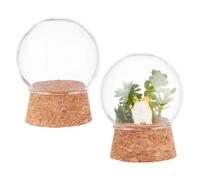 NBEADS 2 Pcs Eternal Flower Glass Dome Cloche, 49.5x62mm MINI Glass Dome Cover with Cork Base Arch Bell Jar Cloche for Centerpieces Plants Rocks Specimens Decorations Crafts